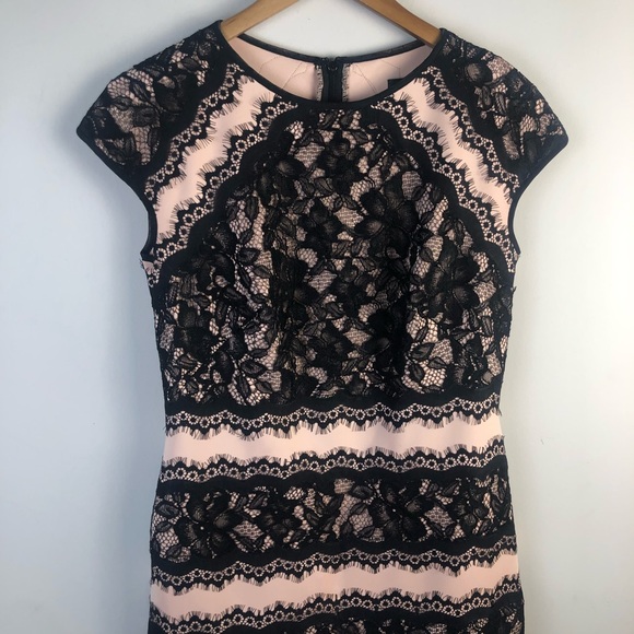 NWT Tadashi Shoji Neoprene Lace Cap Sleeve Dress - Picture 3 of 4